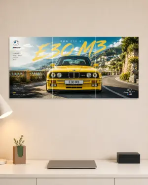 BMW E30 M3 Split Car Poster