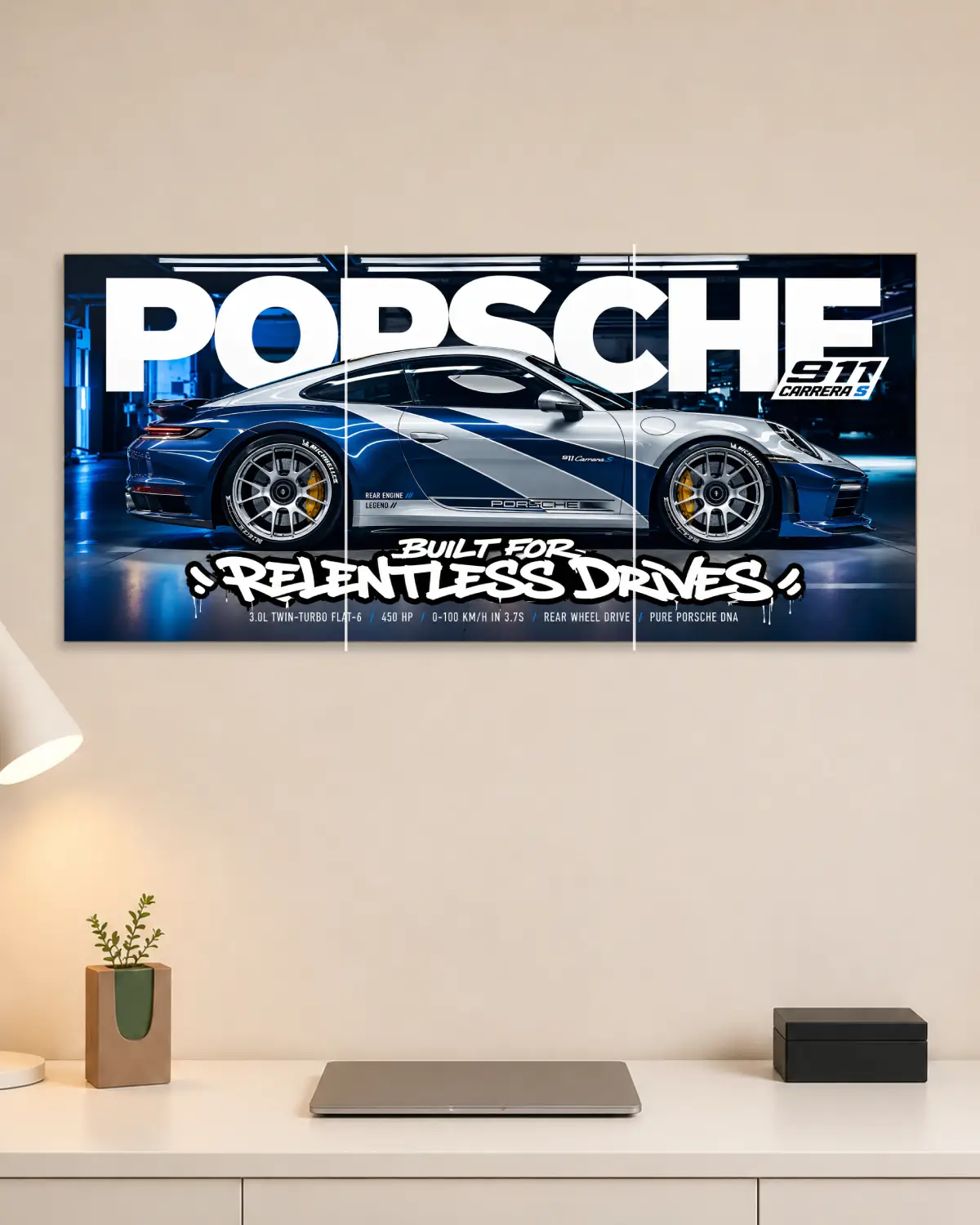 Porsche Split Car Poster