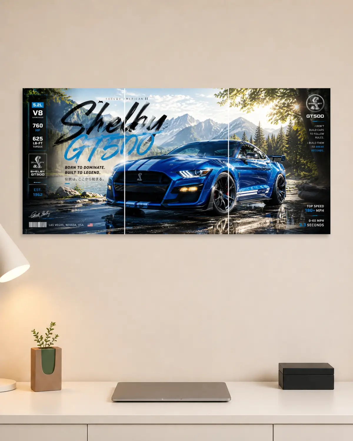 Shelby GT 500 Split Car Poster