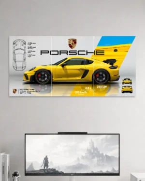 Porsche 718 Cayman Split Car Poster