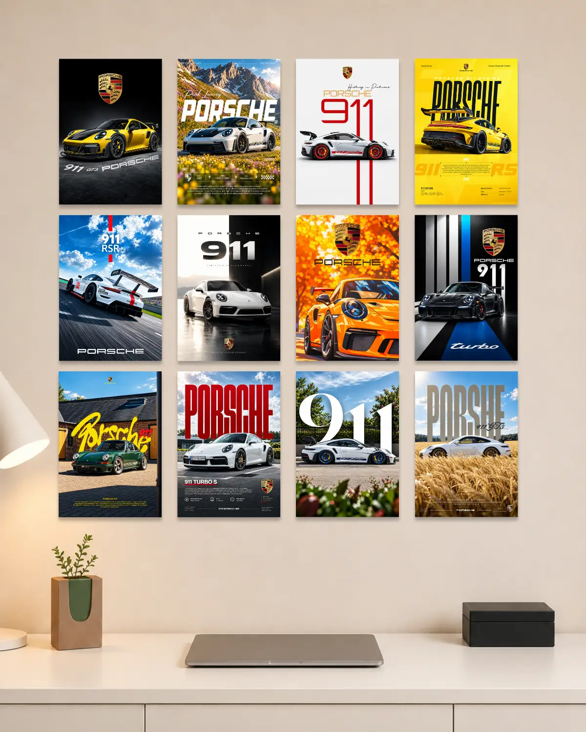 Mini Porsche Car Poster Kit | Set of 12