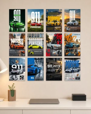 Mini Porsche Car Poster Kit | Set of 12