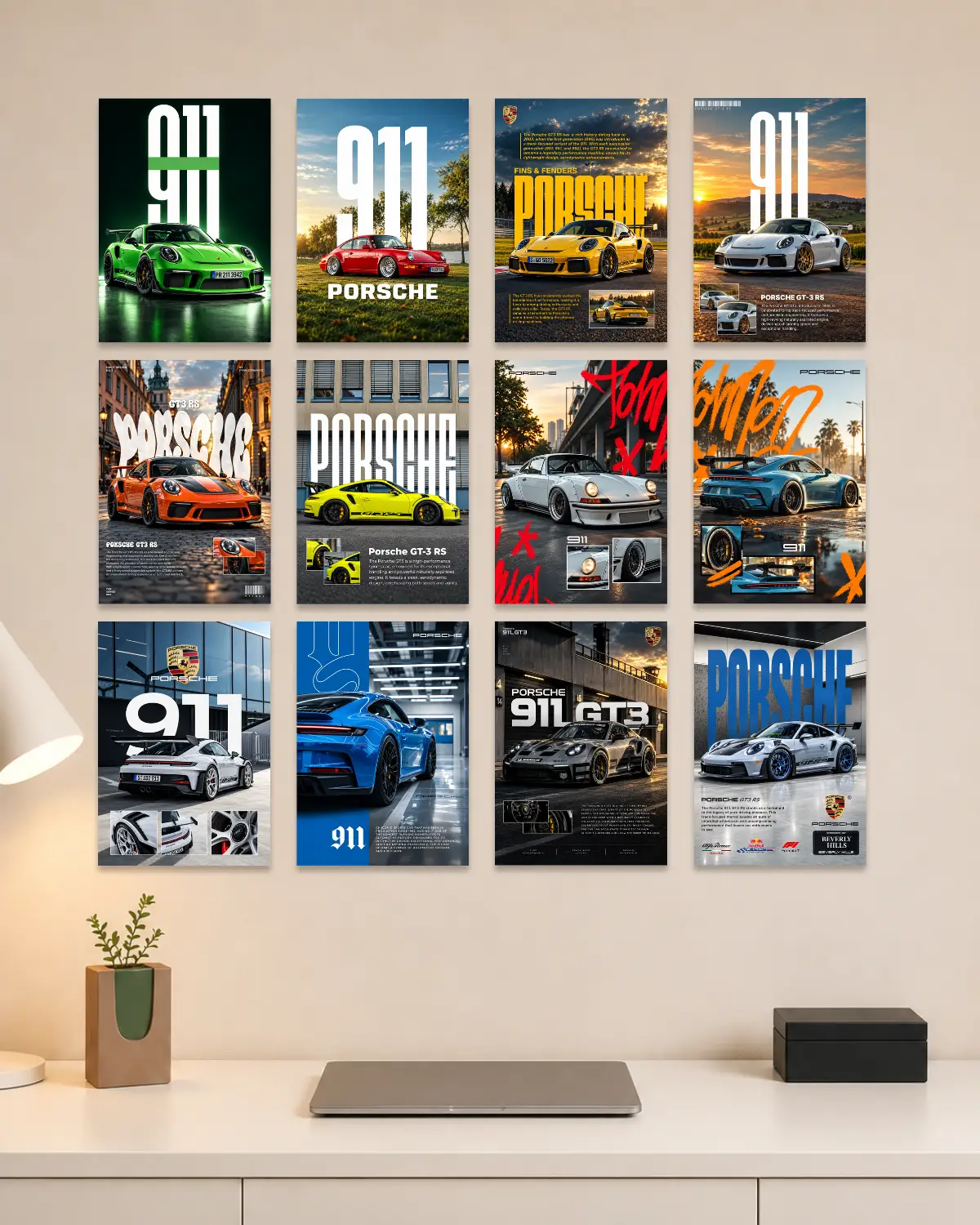 Mini Porsche Car Poster Kit | Set of 12