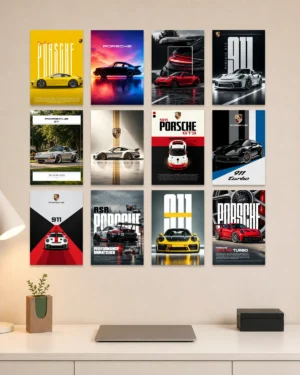 Mini Porsche Car Poster Kit | Set of 12